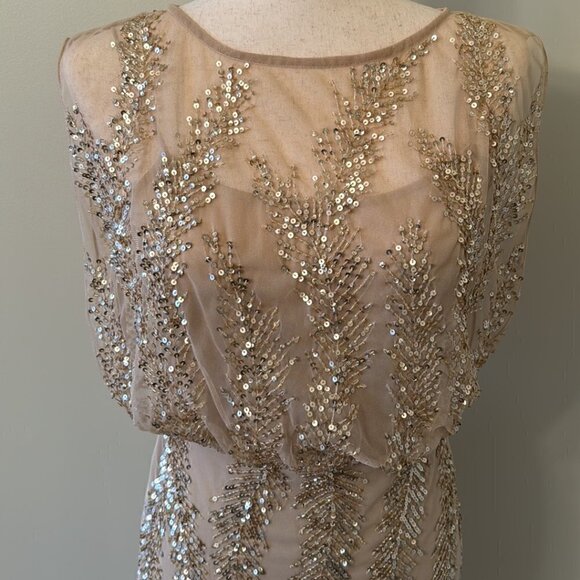 Aidan Mattox Sequined Gold and Champagne Dress Size 4 - Picture 4 of 11